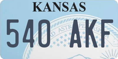 KS license plate 540AKF
