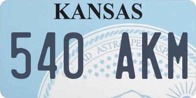 KS license plate 540AKM