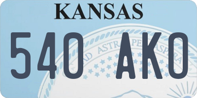 KS license plate 540AKO