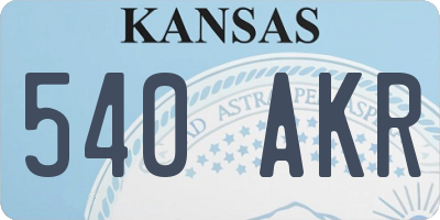 KS license plate 540AKR