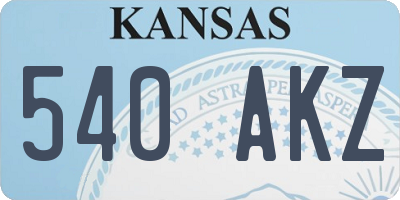 KS license plate 540AKZ