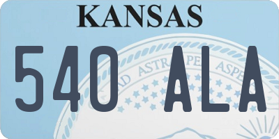 KS license plate 540ALA