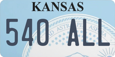 KS license plate 540ALL
