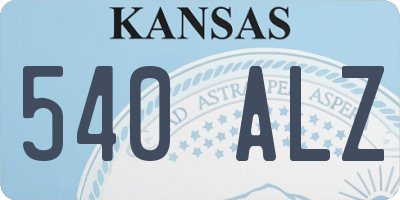 KS license plate 540ALZ