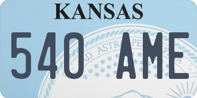 KS license plate 540AME