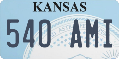 KS license plate 540AMI