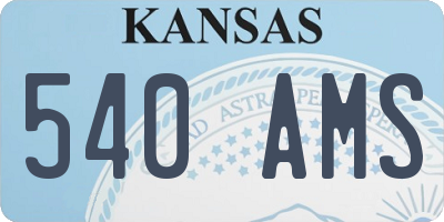 KS license plate 540AMS