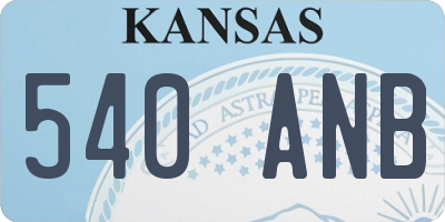 KS license plate 540ANB