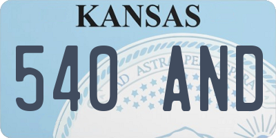 KS license plate 540AND