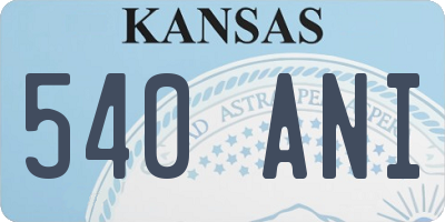 KS license plate 540ANI