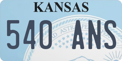 KS license plate 540ANS