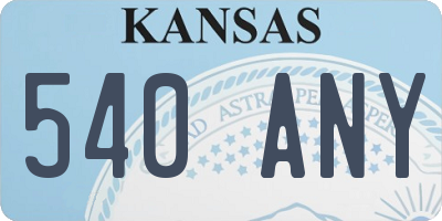 KS license plate 540ANY