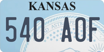 KS license plate 540AOF