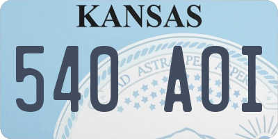 KS license plate 540AOI