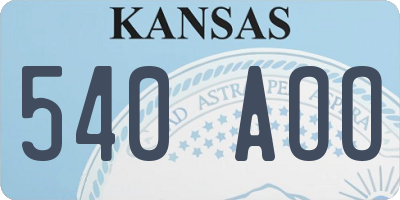 KS license plate 540AOO