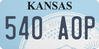 KS license plate 540AOP