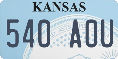 KS license plate 540AOU