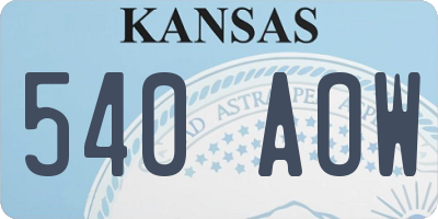 KS license plate 540AOW