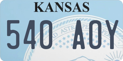KS license plate 540AOY