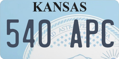 KS license plate 540APC