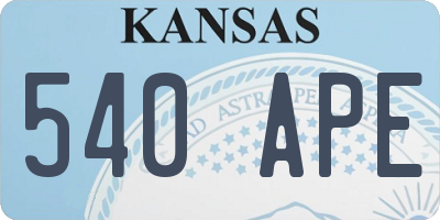 KS license plate 540APE
