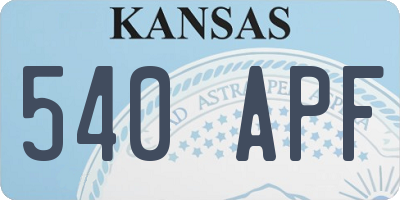 KS license plate 540APF
