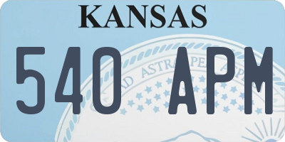 KS license plate 540APM