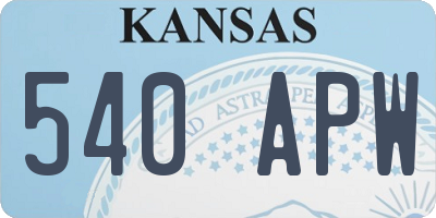 KS license plate 540APW
