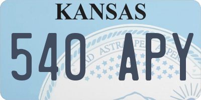 KS license plate 540APY