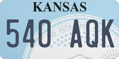 KS license plate 540AQK