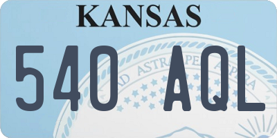 KS license plate 540AQL