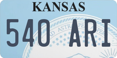 KS license plate 540ARI