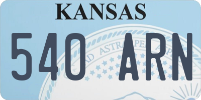 KS license plate 540ARN