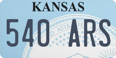 KS license plate 540ARS