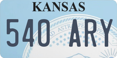 KS license plate 540ARY