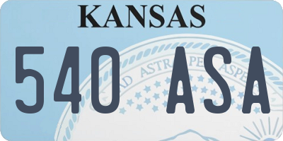 KS license plate 540ASA