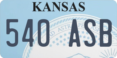 KS license plate 540ASB