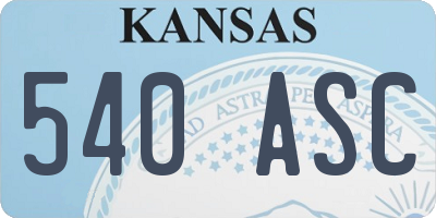 KS license plate 540ASC