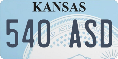 KS license plate 540ASD
