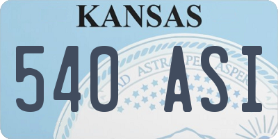 KS license plate 540ASI