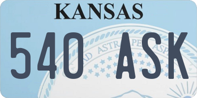 KS license plate 540ASK