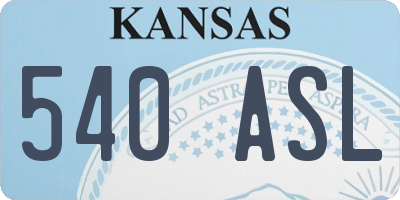 KS license plate 540ASL