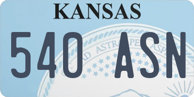 KS license plate 540ASN