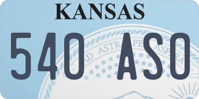 KS license plate 540ASO