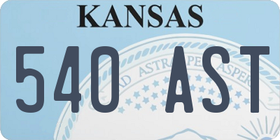 KS license plate 540AST