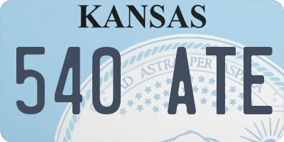 KS license plate 540ATE