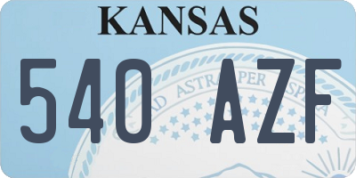 KS license plate 540AZF