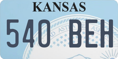 KS license plate 540BEH