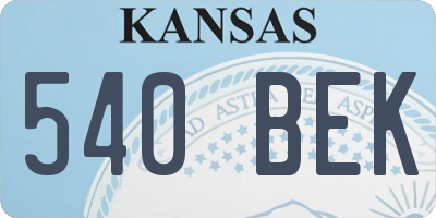 KS license plate 540BEK