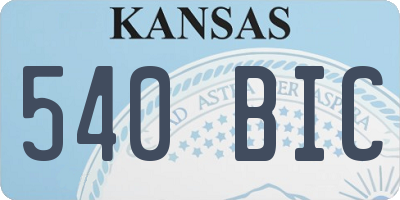 KS license plate 540BIC